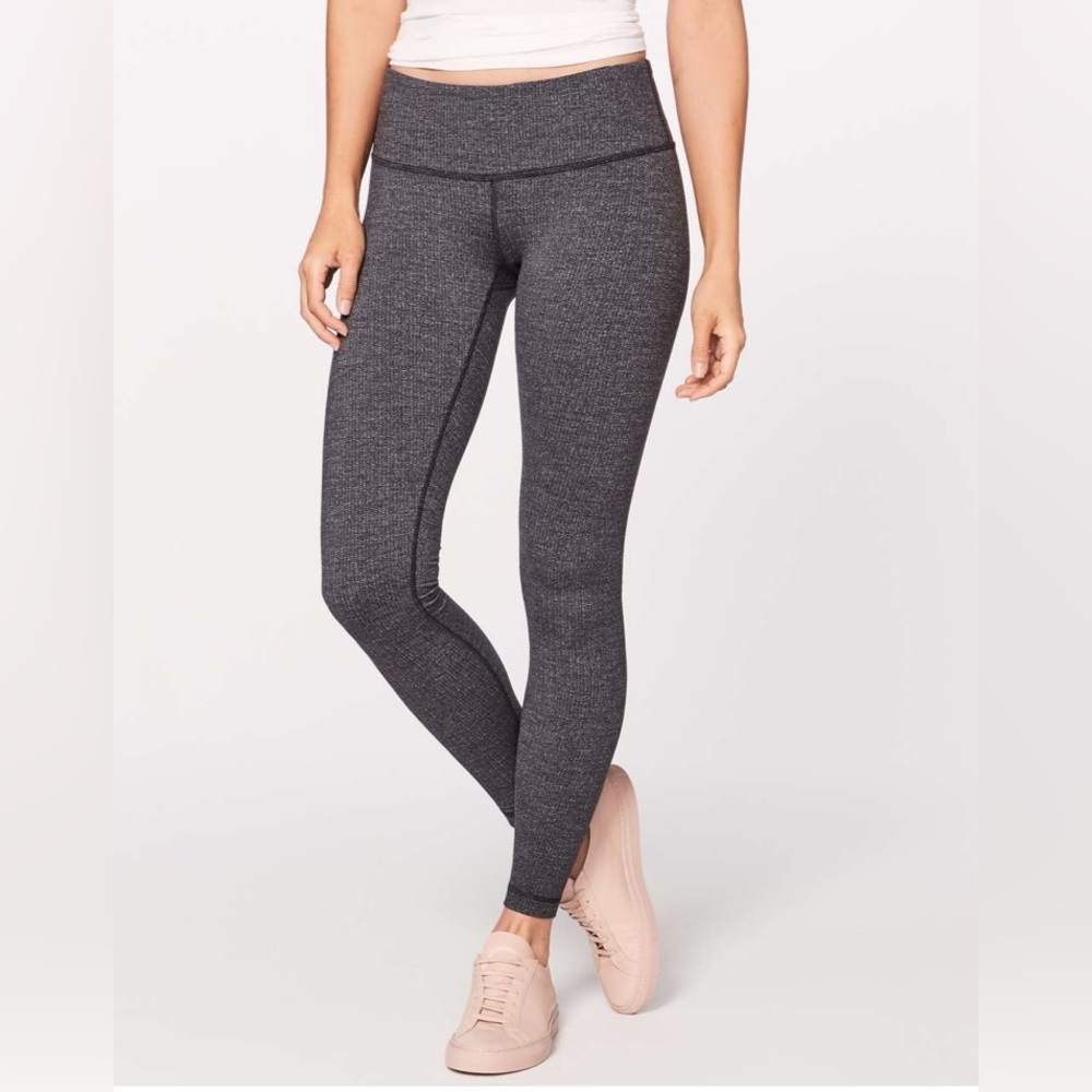 Lululemon Wunder Under Low Rise Tight Luon Variegated Knit Black Heathered Small